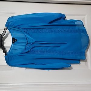 AB Studio size XL Teal 💙 blouse with tank underneath!  3/4 length sheer sleeves